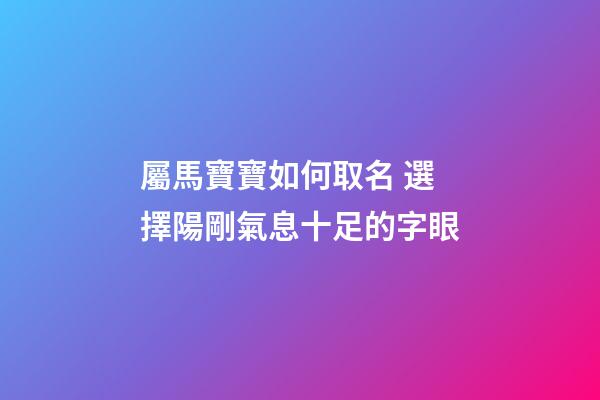 屬馬寶寶如何取名 選擇陽剛氣息十足的字眼